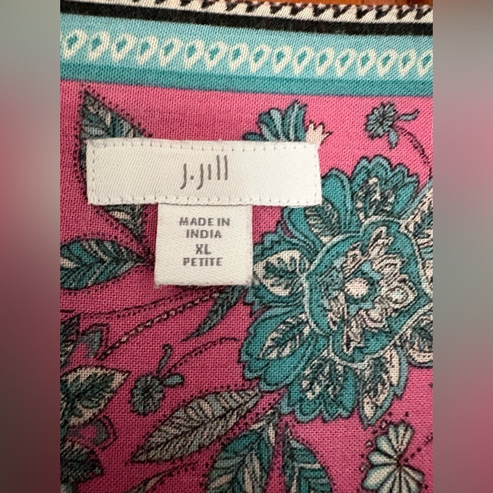 J. Jill Pink and Teal Floral Maxi Dress. Size Petite XL, Side Pockets. - Picture 8 of 10
